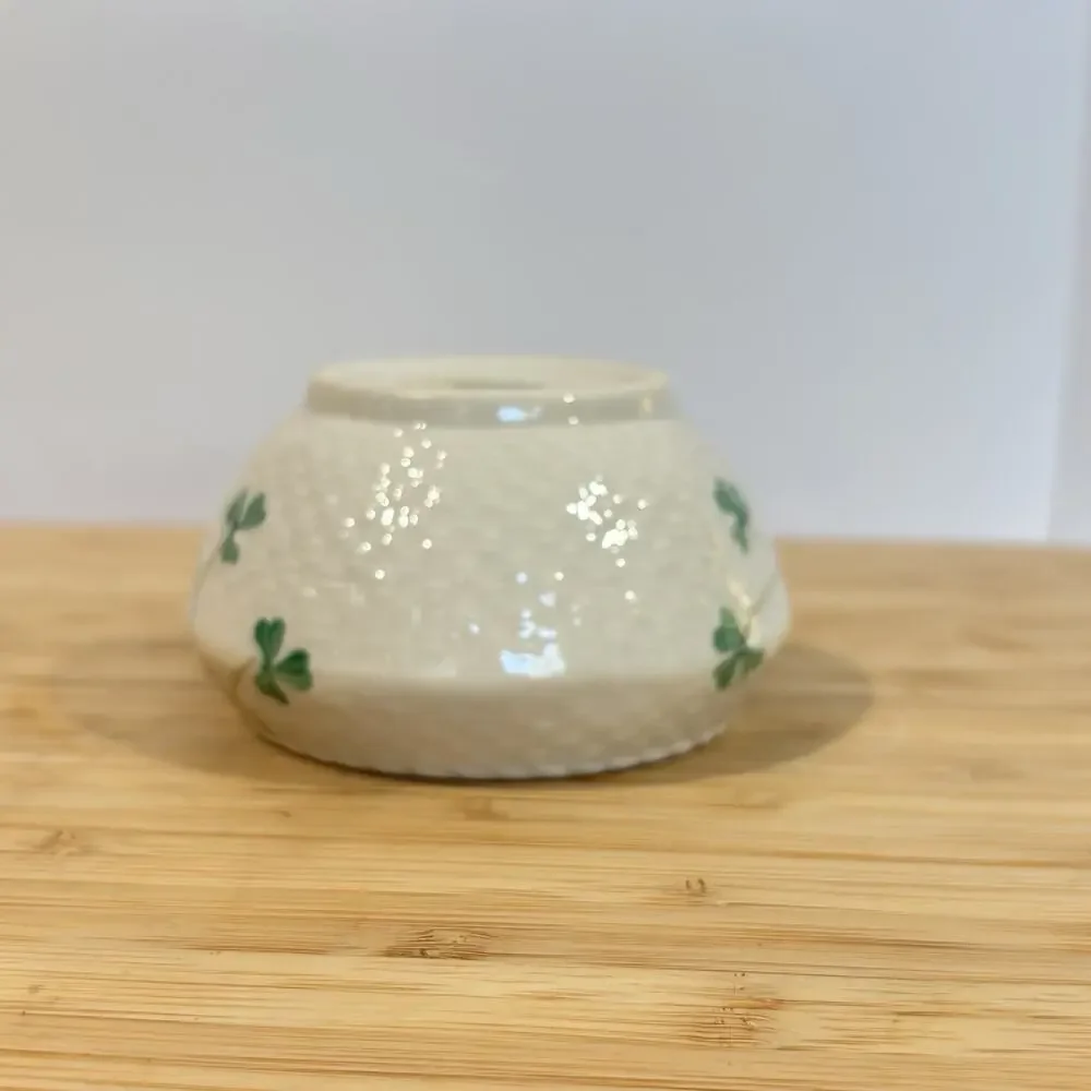 Belleek Ireland Millennium 2000 Shamrock Bowl Basketweave 4.5” Irish Porcelain